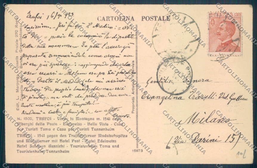 Bolzano Stelvio Trafoi cartolina ZT9984 – retro