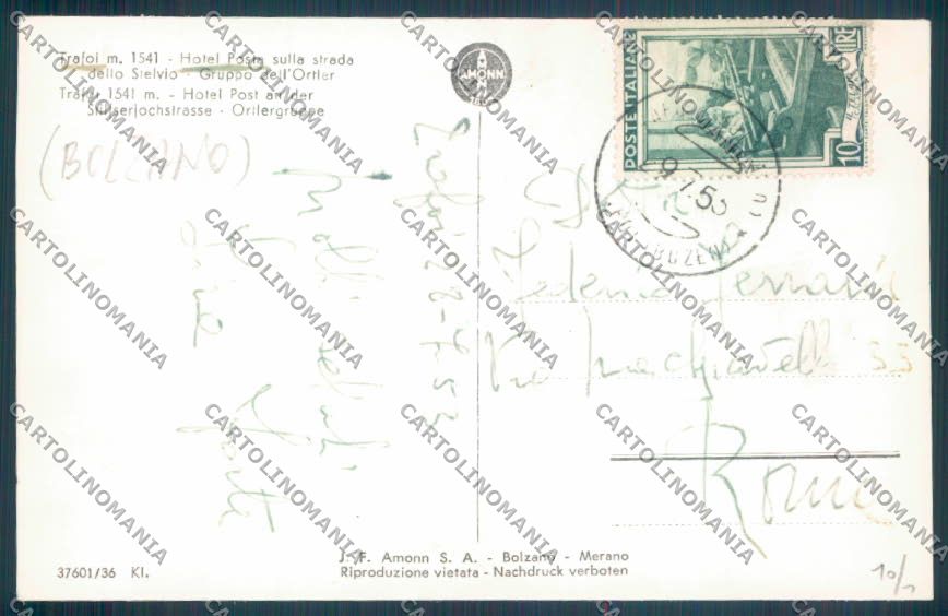 Bolzano Stelvio Trafoi Foto cartolina ZT9993 – retro